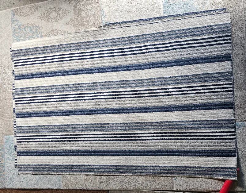 Striped Area Rug - Blue, Grey & White thumbnail