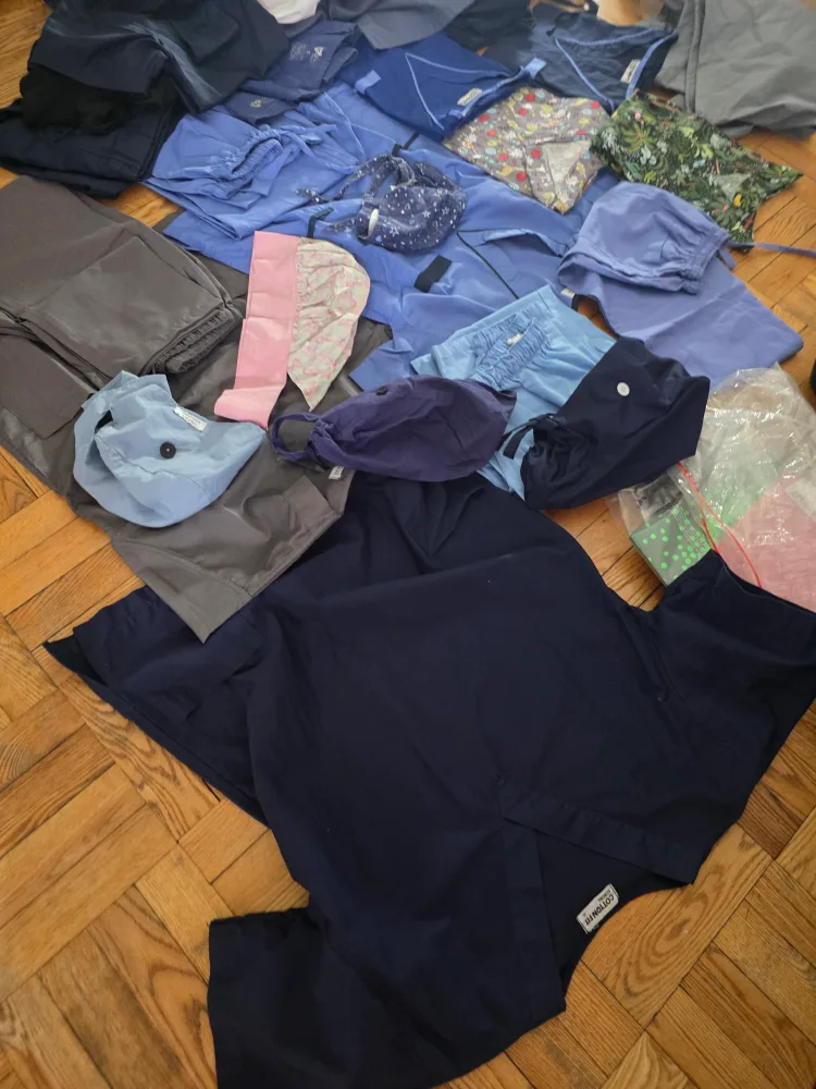 Assorted Scrubs Lot and surgical caps thumbnail