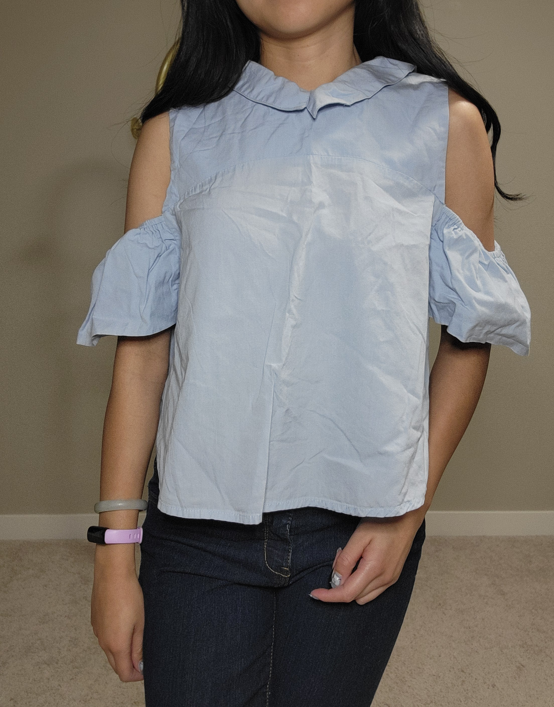 Ardene Light Blue Cold Shoulder Top