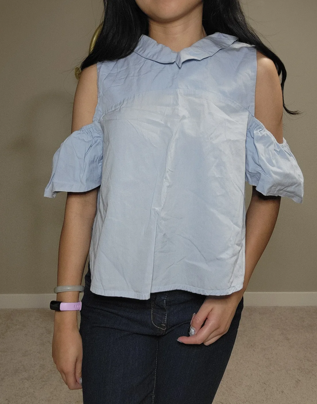Ardene Light Blue Cold Shoulder Top thumbnail