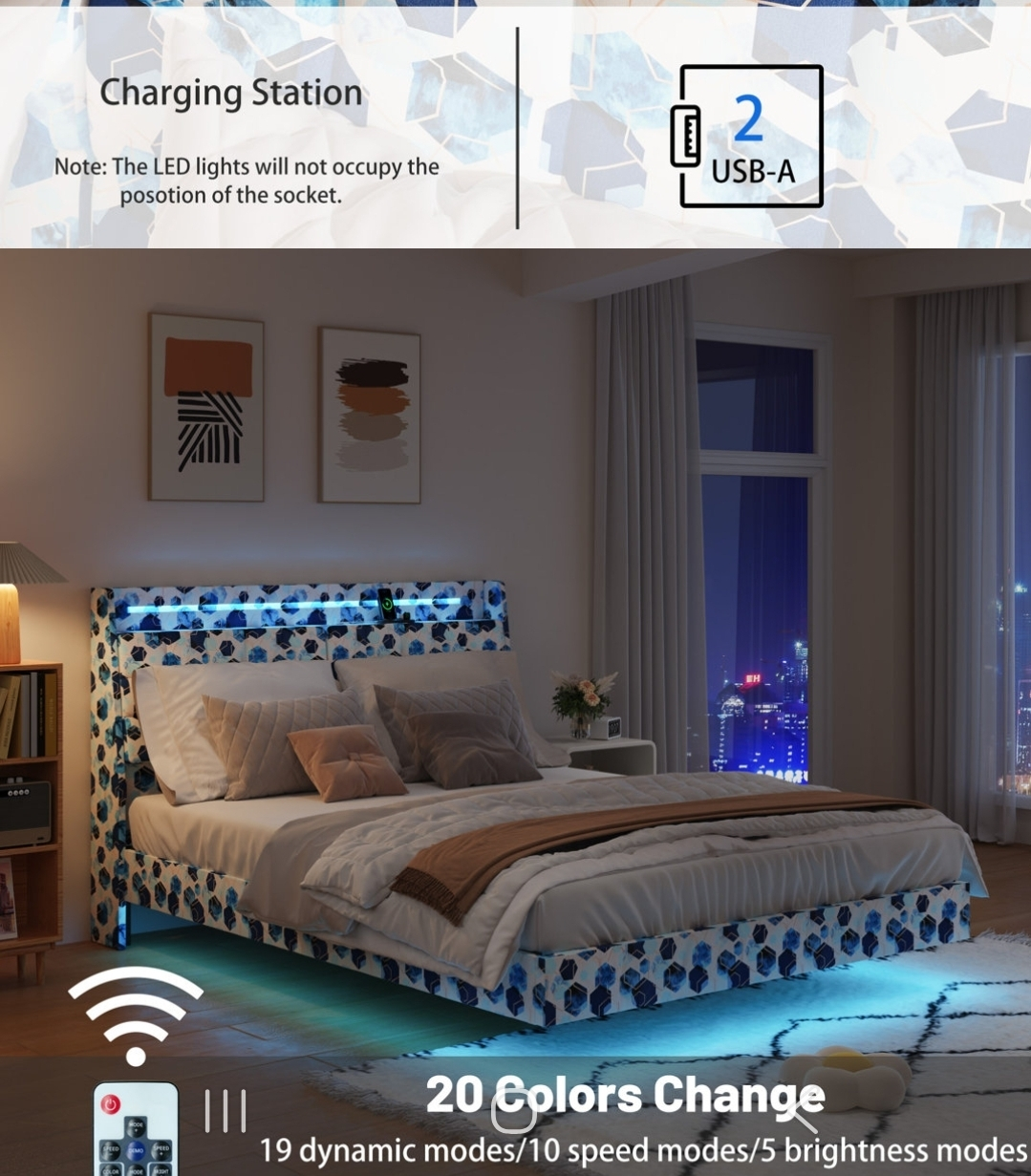 King Size Bed Frame with LED Lights
