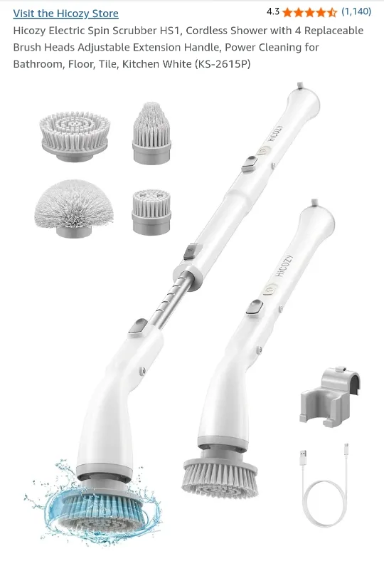 Electric Spin Scrubber tool with 4 Brush Heads thumbnail