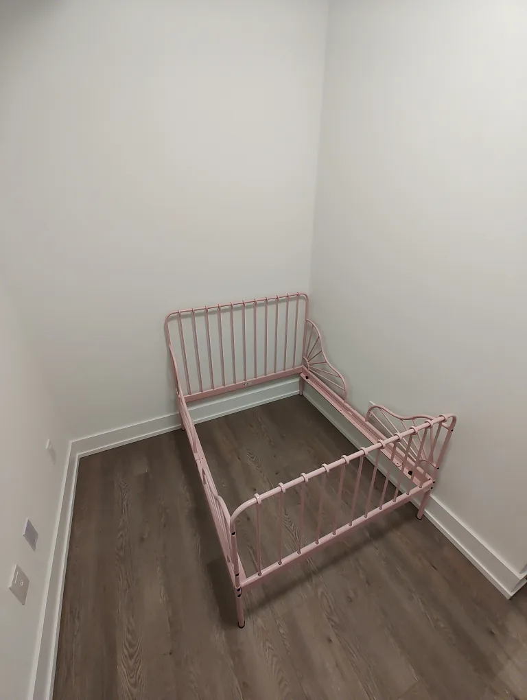 Extendable Pink Metal Toddler Bed Frame - Brand new image indicator(2)