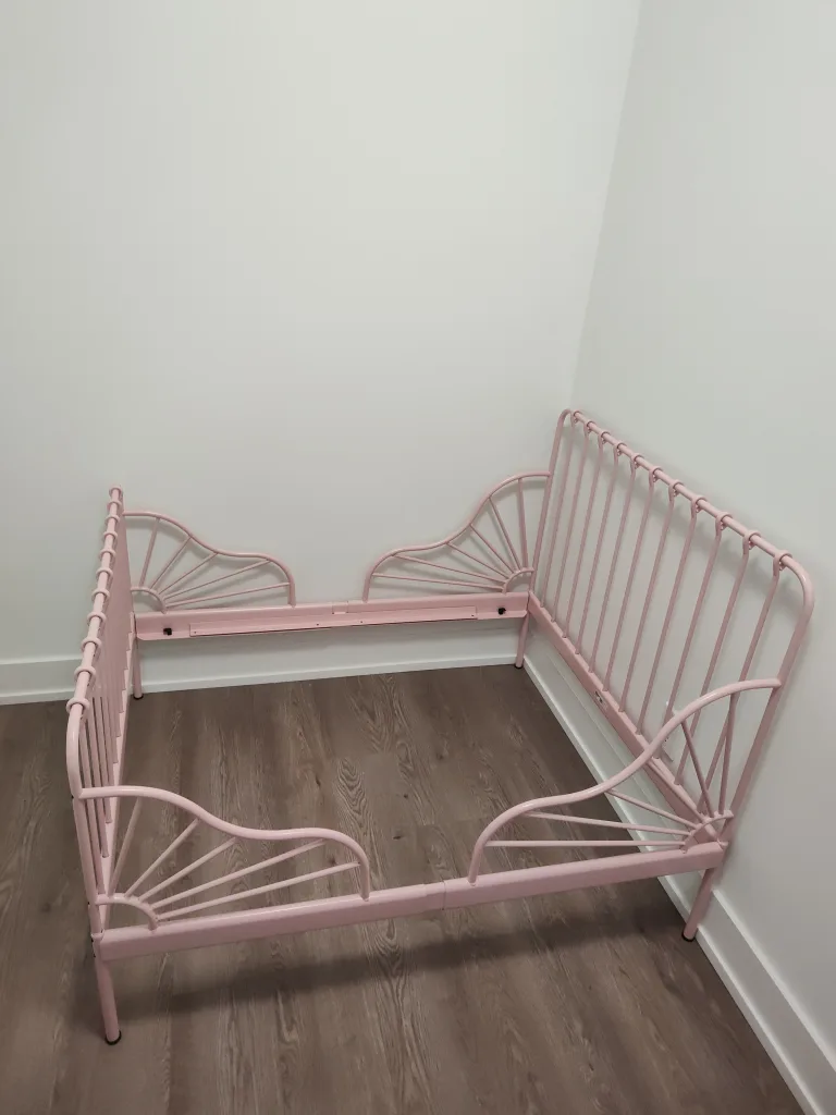 Extendable Pink Metal Toddler Bed Frame - Brand new image indicator(4)