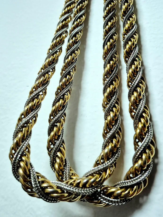 Double Chain Necklace in Gold + Silver Tones thumbnail