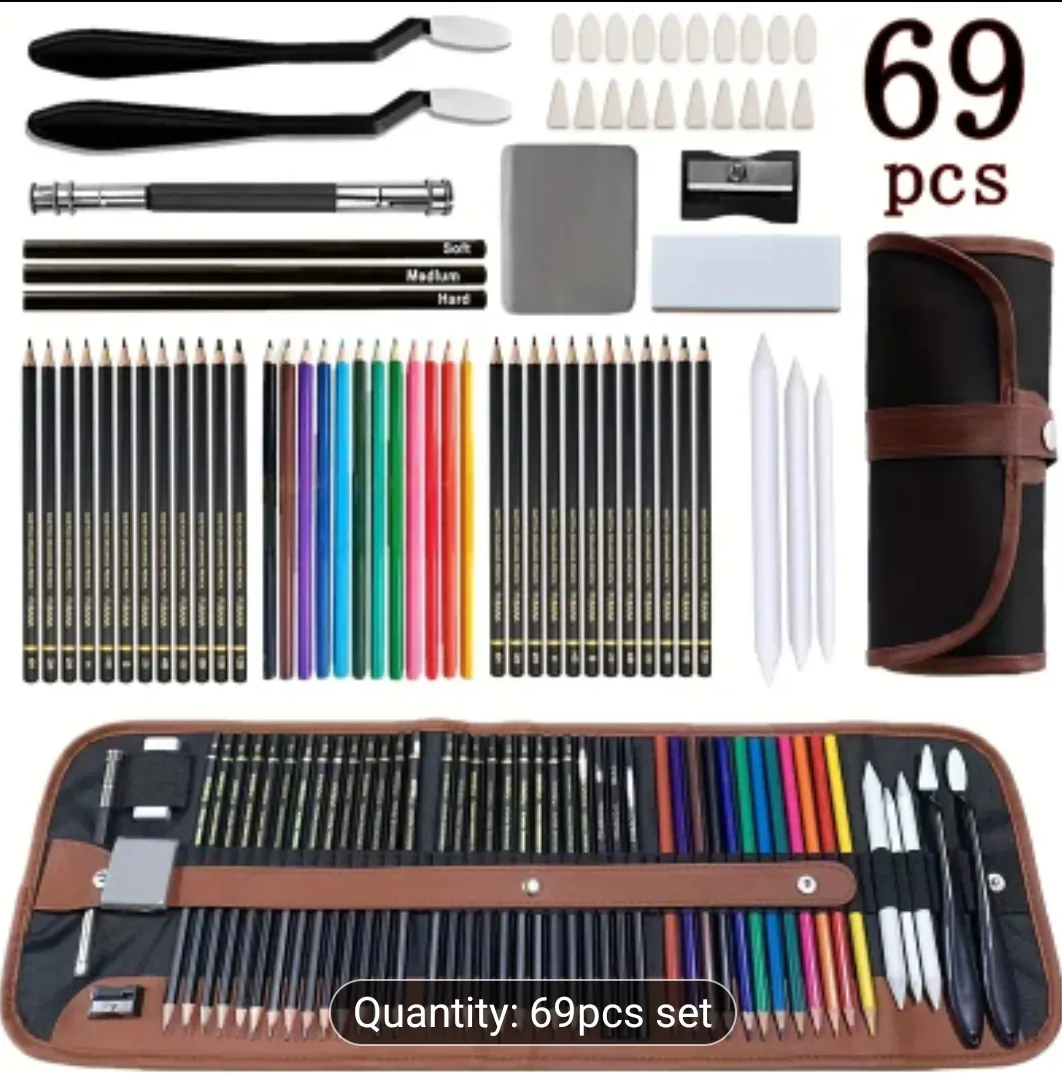 49 Pcs Professional Sketch Pencil with carry case and belt image indicator(2)