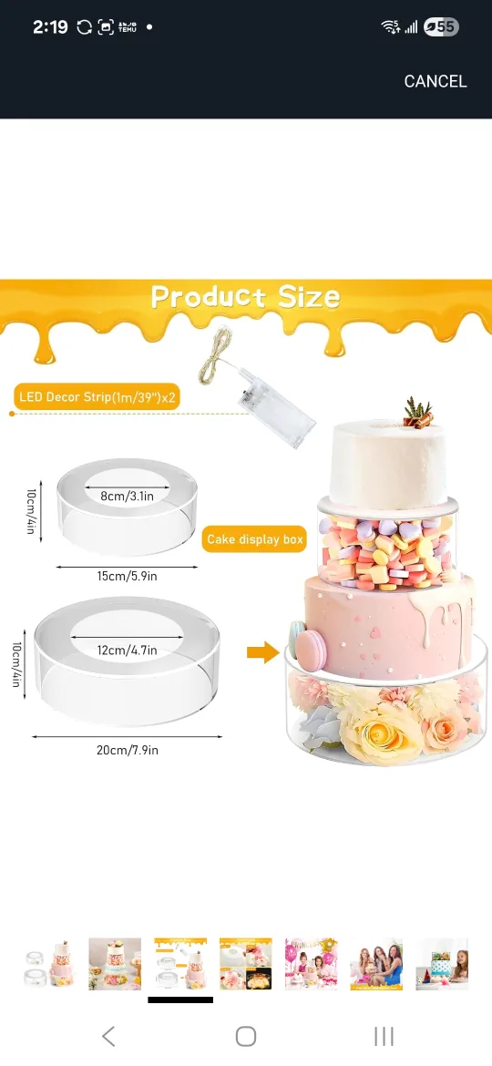 Cake Display Box, 3 Tier Acrylic Riser image indicator(2)
