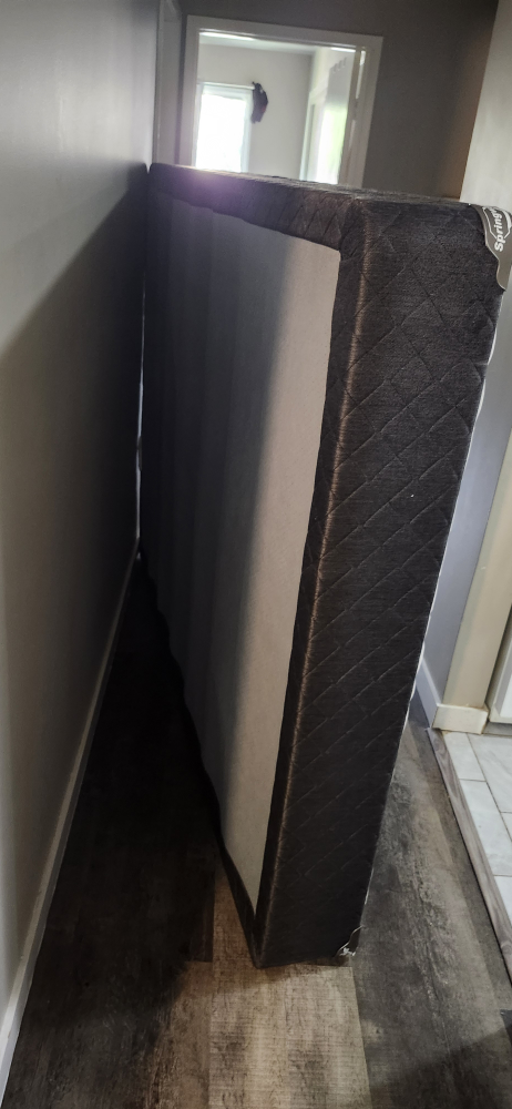 Dark Wood Queen Bed Frame and box - photo 2