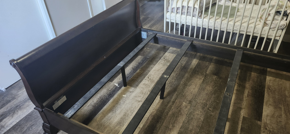 Dark Wood Queen Bed Frame and box - photo 4