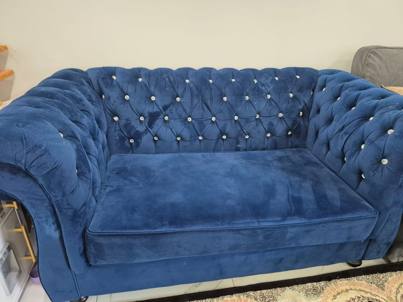 Luxurious Blue Velvet Sofa