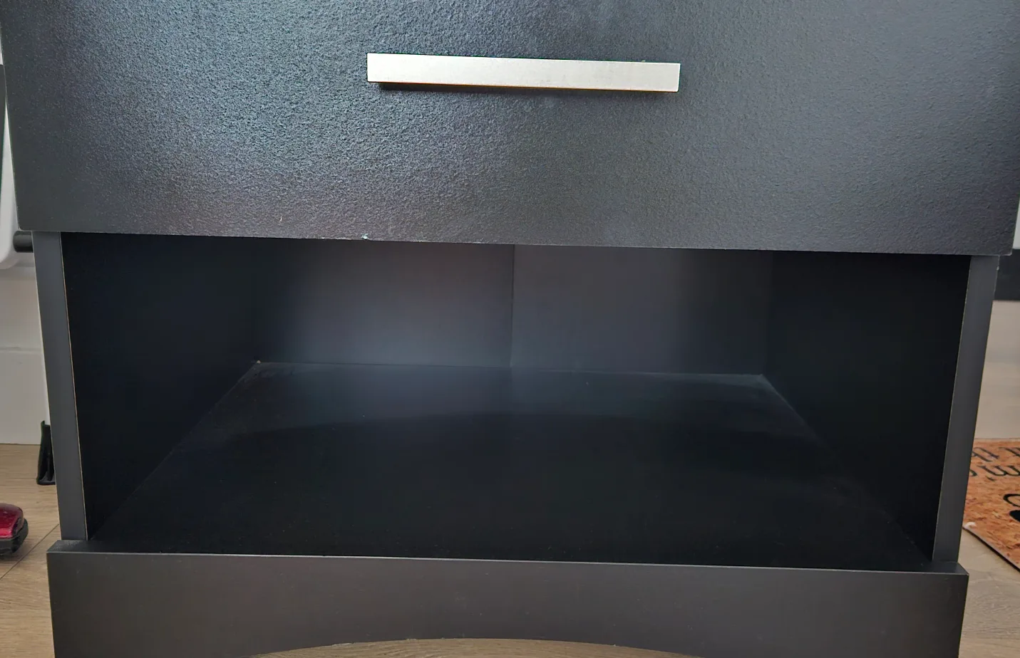 Black Nightstand with Drawer and Open Shelf image indicator(3)