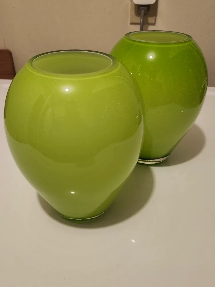 Pair of Green Glass Vases thumbnail