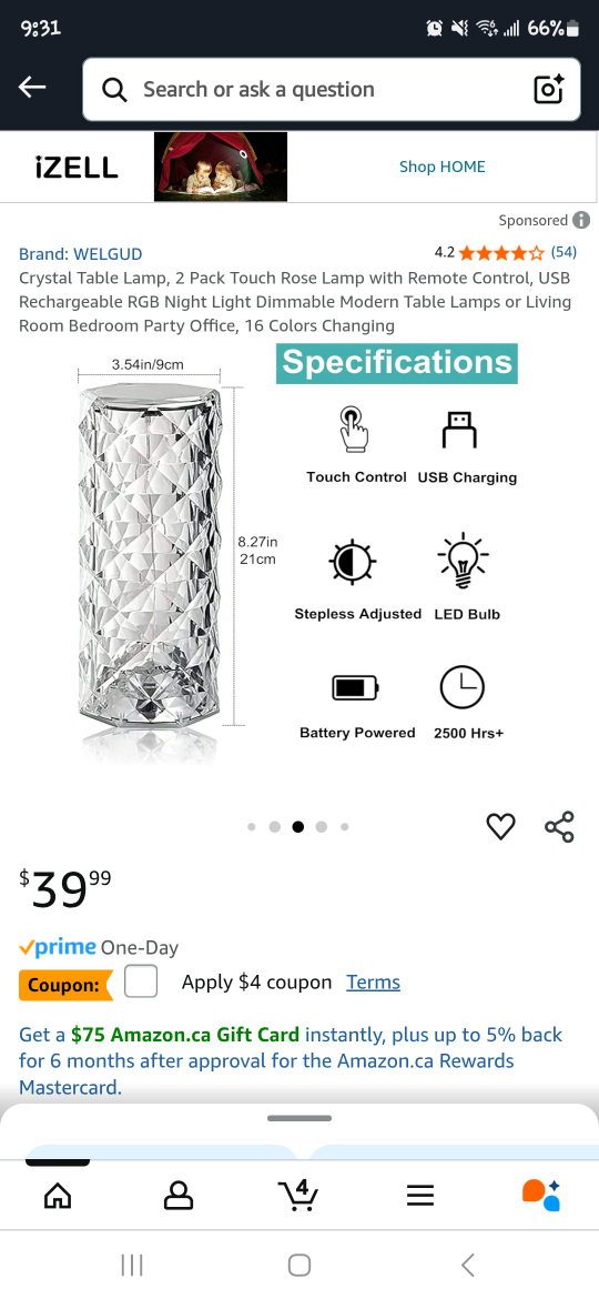 Crystal Table Lamp, Touch, rechargeable Lamps with Remote - photo 3