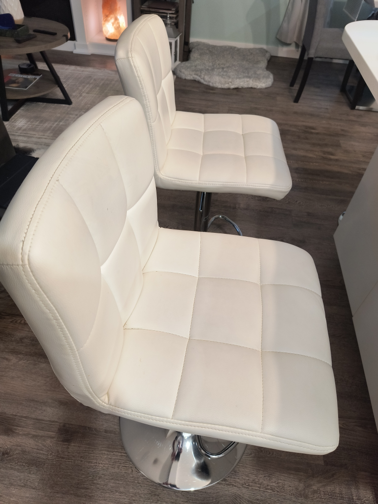Set of 2 White Faux Leather Bar Stools - photo 2