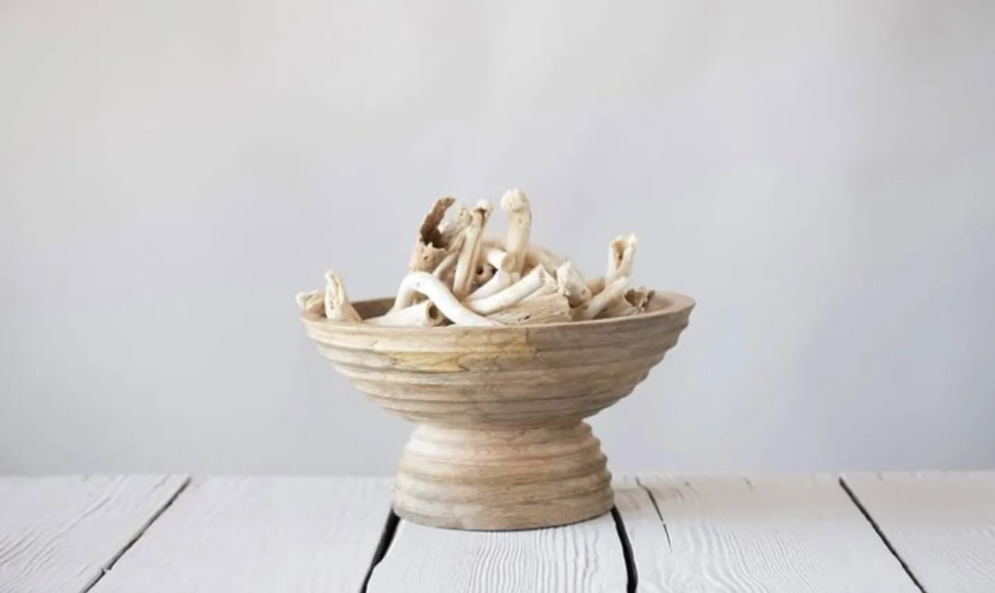 Creative Co-Op Boho Wood Pedestal Serving Bowl – Natural Finish thumbnail