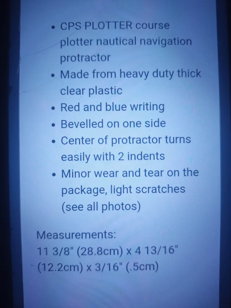 Nautical Navigation Protractor CPS Plotter image indicator(7)