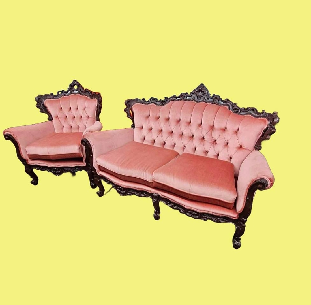 Vintage Rose-coloured Reproduction Rococo-Style
