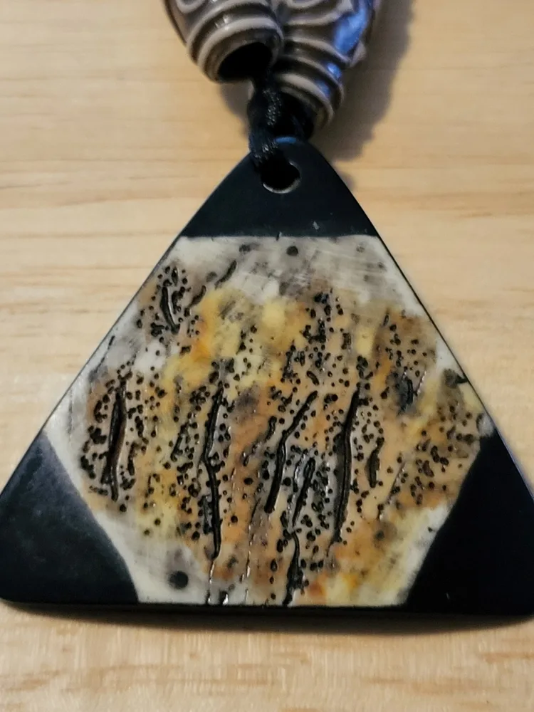 Beaded Necklace with Triangle Pendant thumbnail