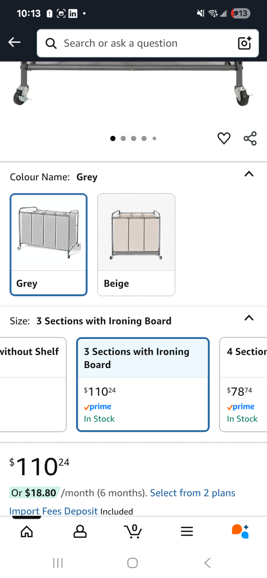 Laundry Sorter Hamper with Ironing Board - Grey - photo 5