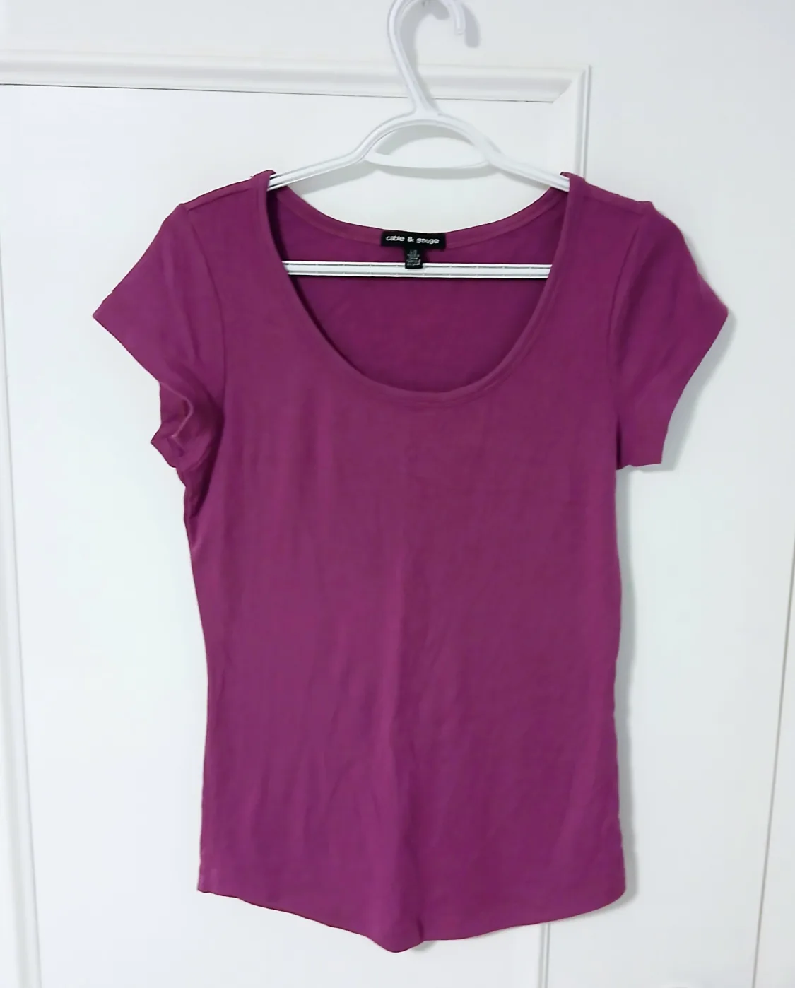 Women Medium Cable & Gauge Purple T-Shirt thumbnail