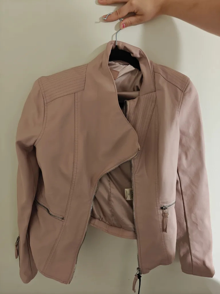 Pink Women's Leather Jacket - Size S thumbnail