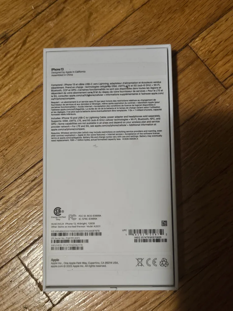 BOX ONLY Apple iPhone 13 Midnight 128GB image indicator(3)