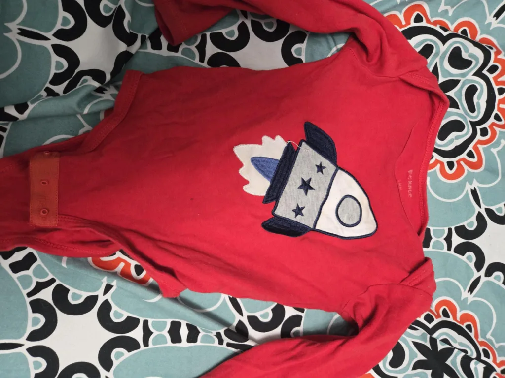 Red Rocket Ship Baby Onesie #freecycle thumbnail