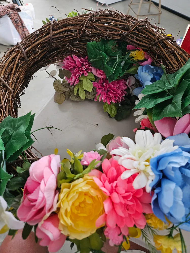 2 Matching 18 inch Floral Wreaths , 1 heart and floral 17 in thumbnail