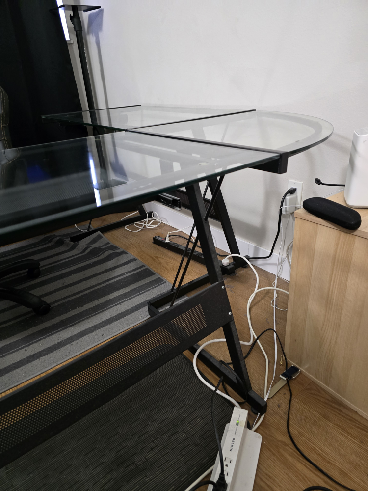Glass Computer Desk with Black Metal Frame - photo 2