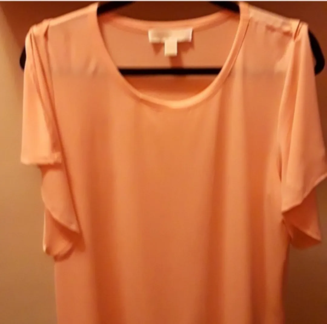 MICHAEL KORS Peach Blouse  Size L 🌸 image indicator(2)