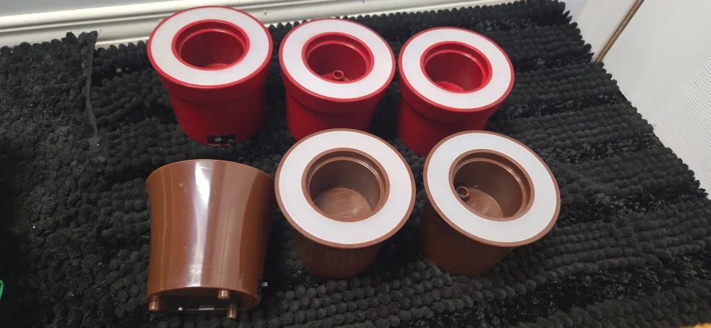 6 Red & Brown Plastic Plant Pot Holders ( 6 for $15 ) thumbnail