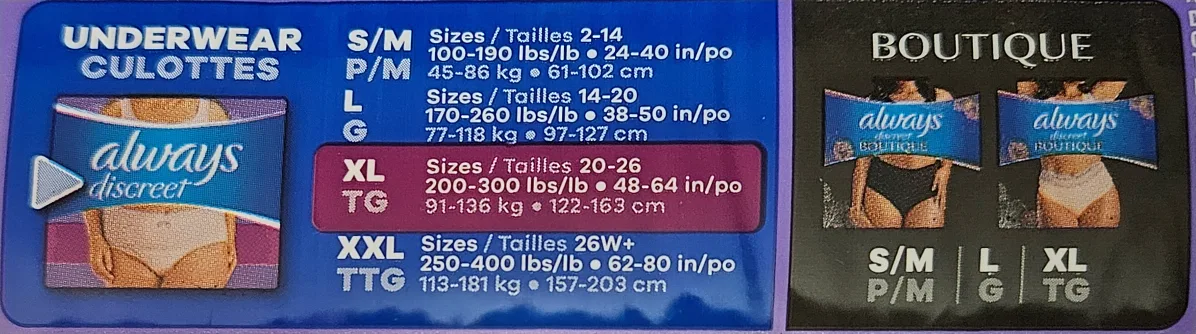 Brand New Always Discreet 15 Women's underwear XL image indicator(2)