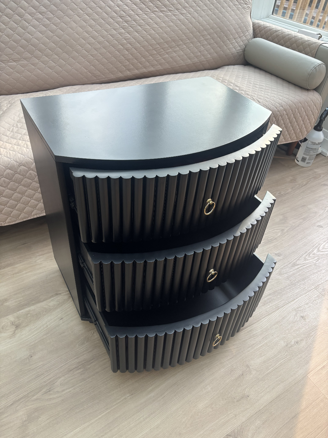 Black 3-Drawer Bedside Table Nightstand - photo 2