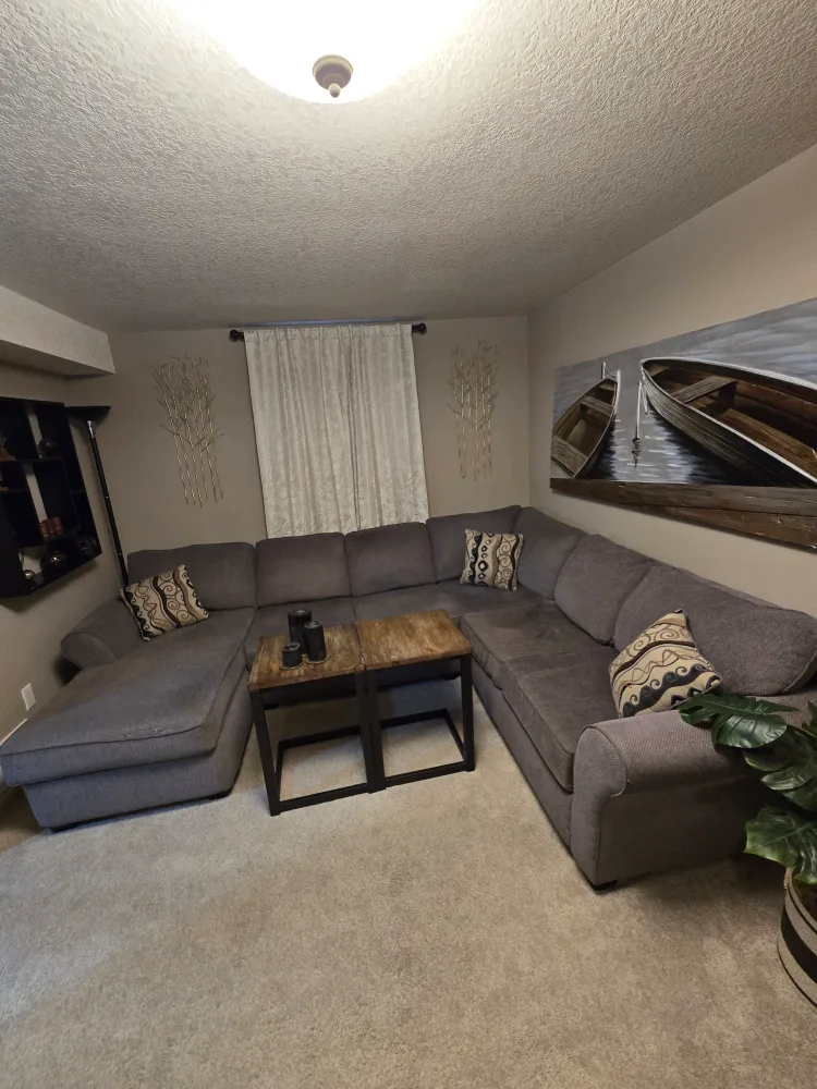 U-shaped 4 pc Sectional Sofa and 2 C-shaped tables image indicator(2)