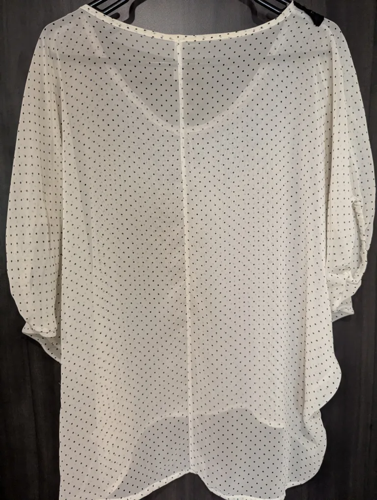 White dotted swimsuit cover-up with lace image indicator(4)