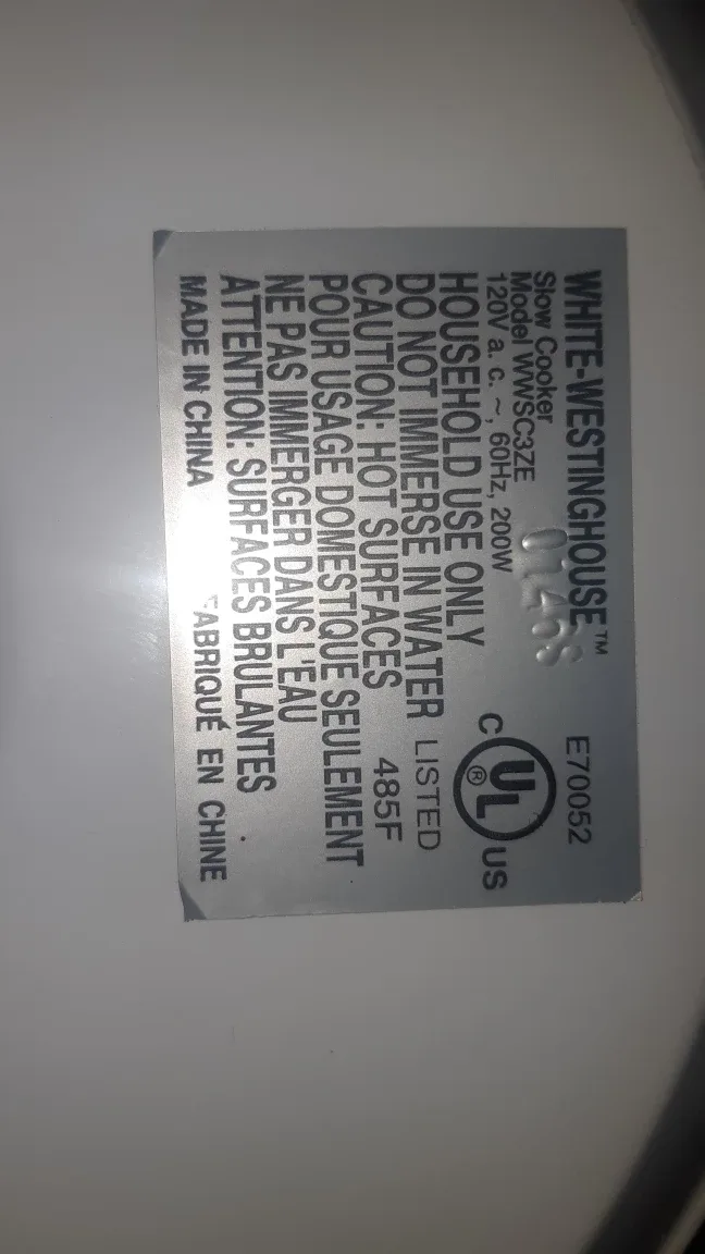 White-Westinghouse Slow Cooker Model WWSC3ZE image indicator(5)