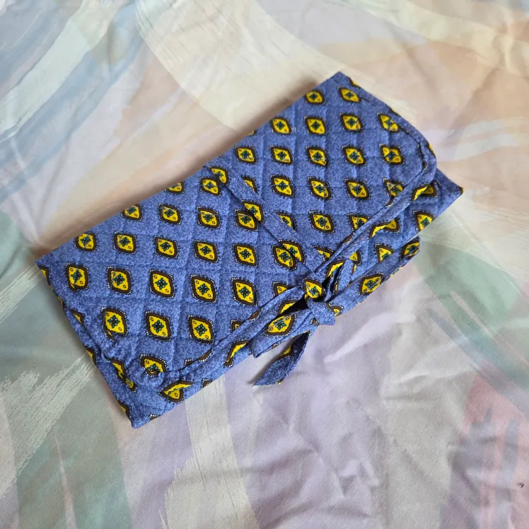 🆕Blue Quilted Travel Bag & Cosmetic Case image indicator(5)