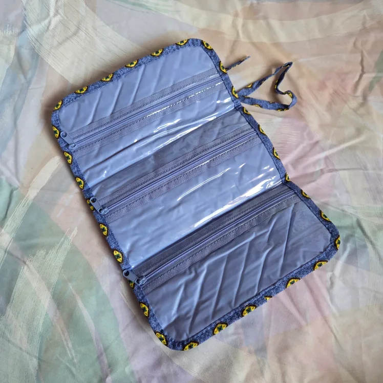 🆕Blue Quilted Travel Bag & Cosmetic Case image indicator(6)