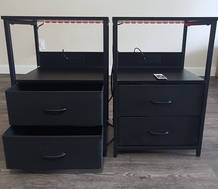Black Nightstands with LED Lights (Set of 2) - photo 2