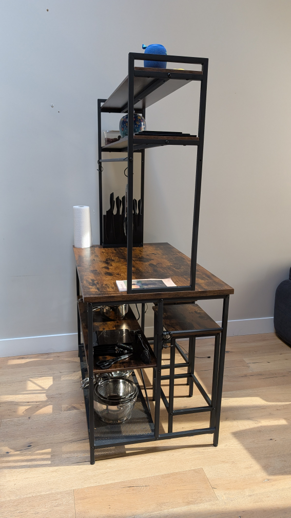 Kitchen Island with Shelving and Stools - photo 2