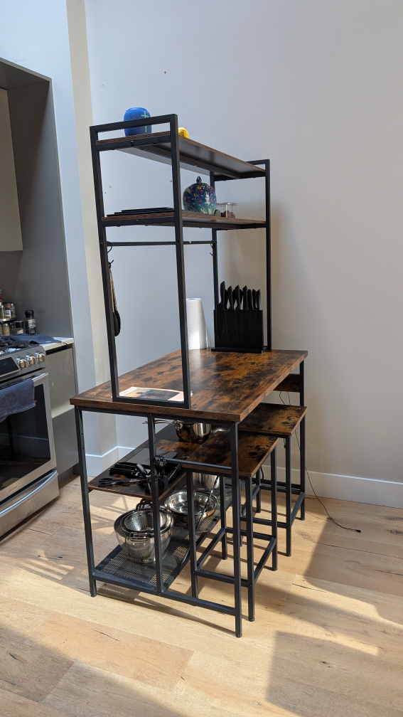 Kitchen Island with Shelving and Stools - photo 3