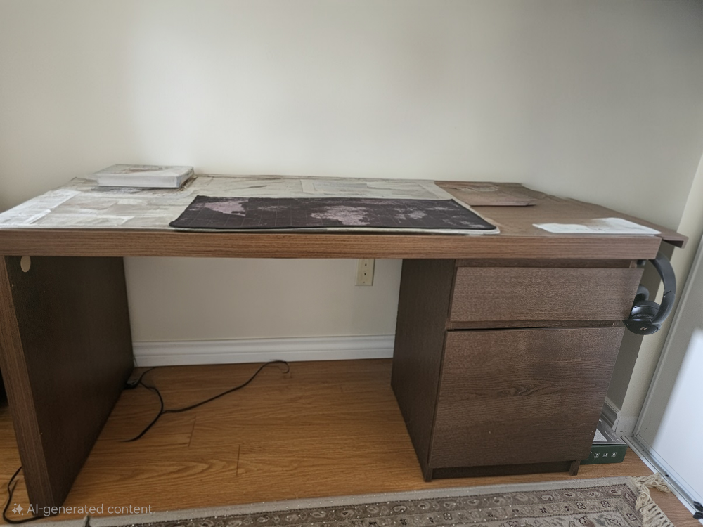Wooden Desk With Drawers