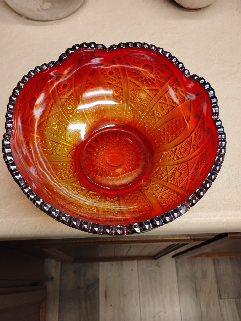 Vintage Carnival Glass Bowl, Marigold Colour
