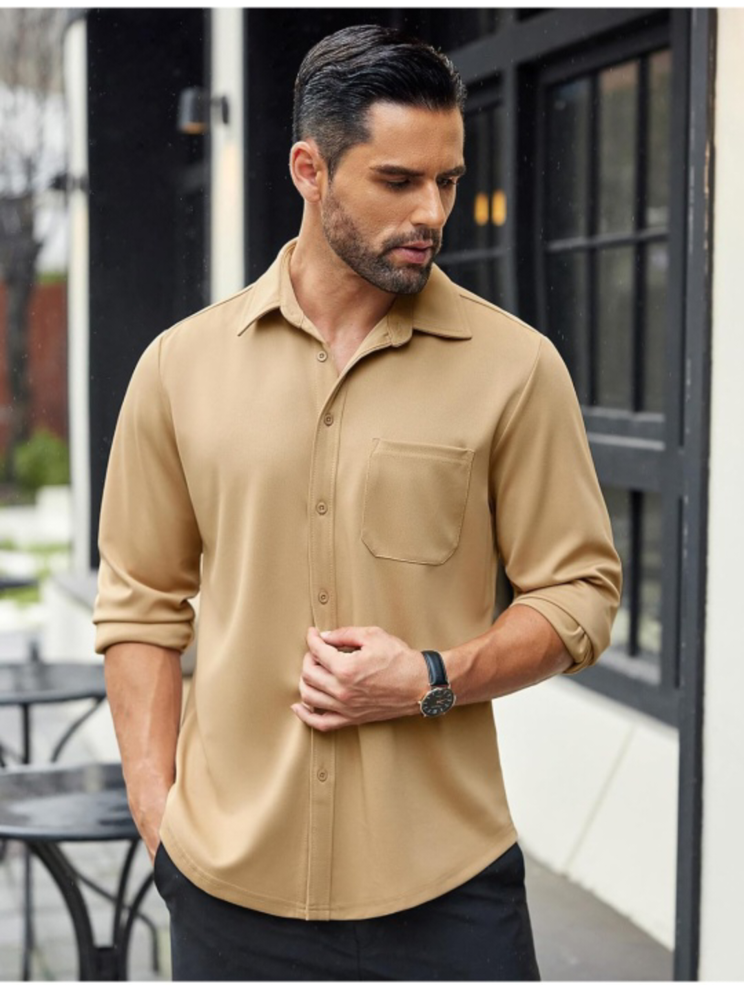 Mens Long Sleeve Casual Button Down Shirt - photo 4