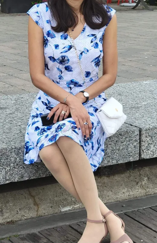 Floral Print Dress - Blue and White thumbnail