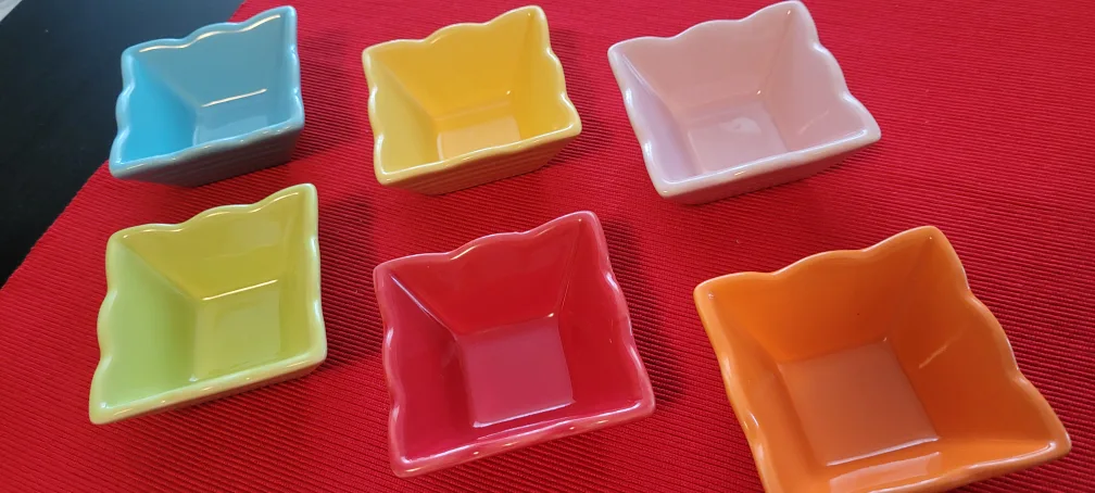 New Set of 6 Small Colorful Ceramic Dipping Bowls image indicator(3)