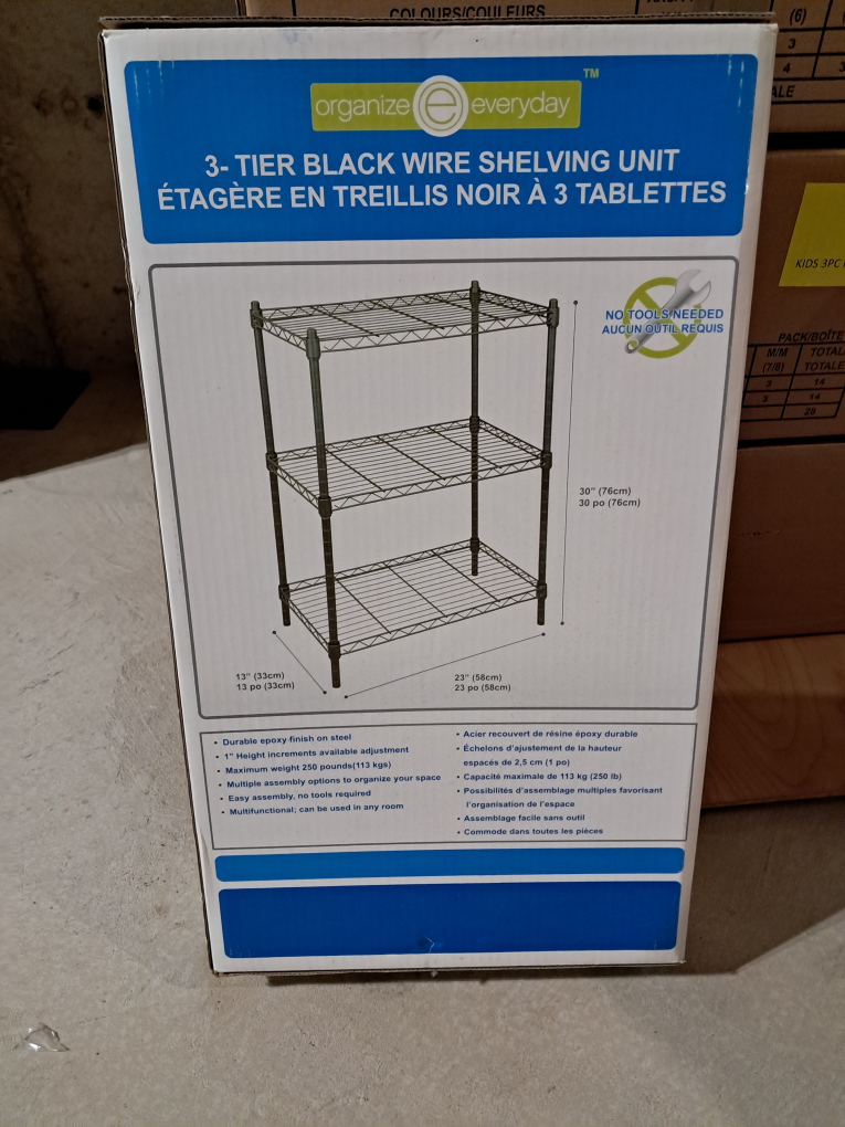 3-Tier Black Wire Shelving Unit