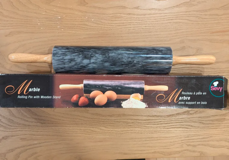 Sevy Marble Rolling Pin with Wooden Stand thumbnail