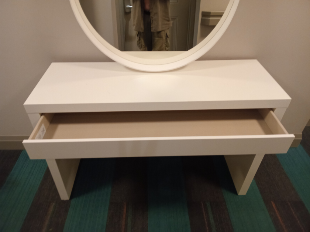 White Vanity Desk with Round Mirror - photo 3
