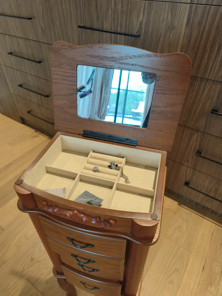 Wooden Jewelry Armoire with Mirror image indicator(2)